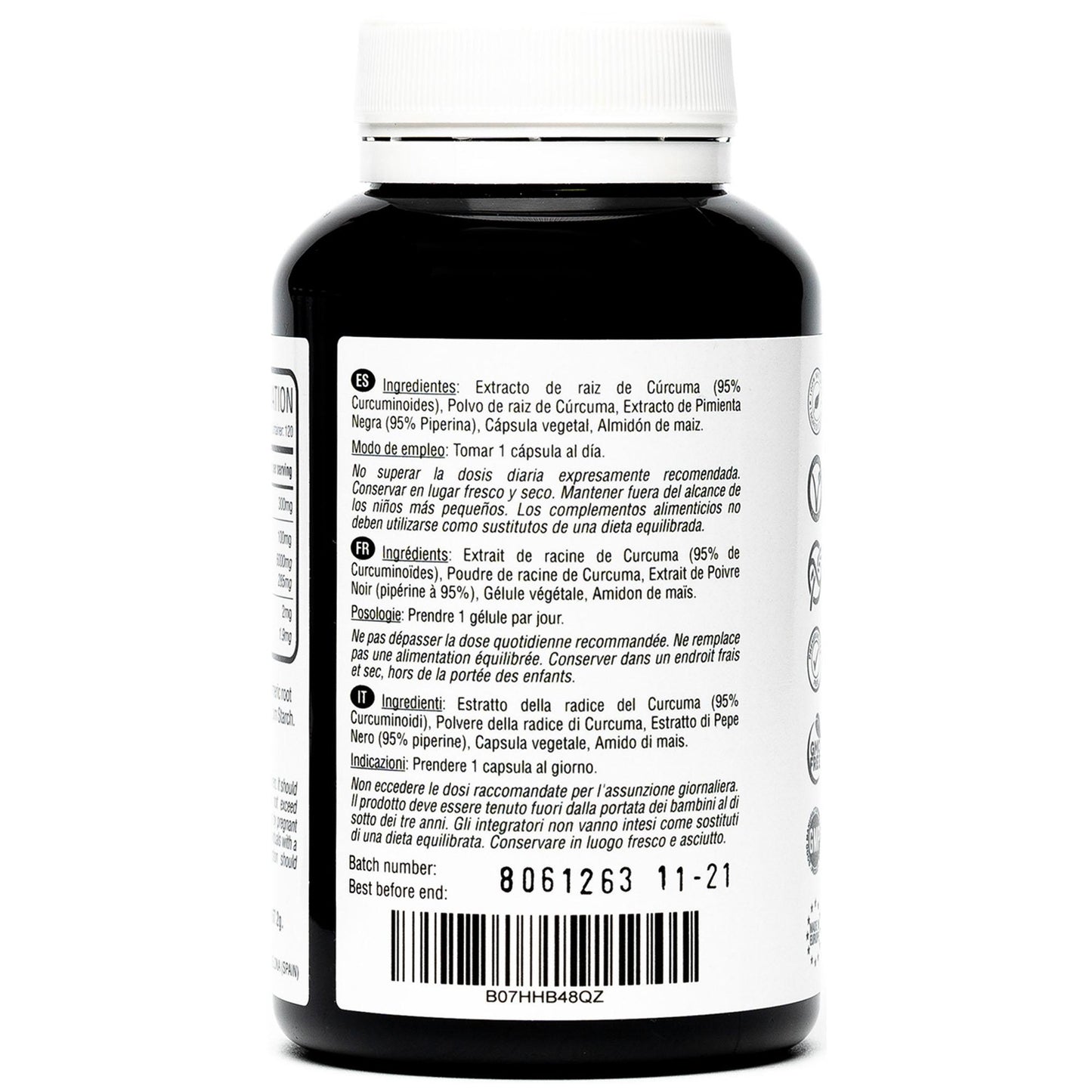 Kurkuma 6000 mg mit schwarzem Pfeffer Hivital 120 vegane Kapseln