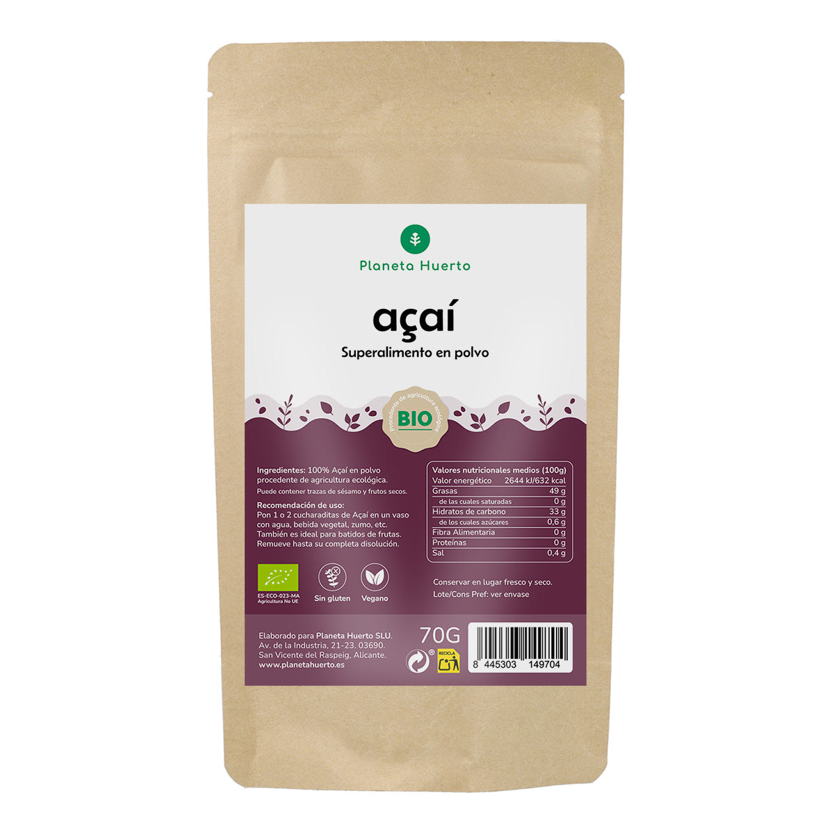 Açaí w proszku ECO Planeta Huerto 70 gr