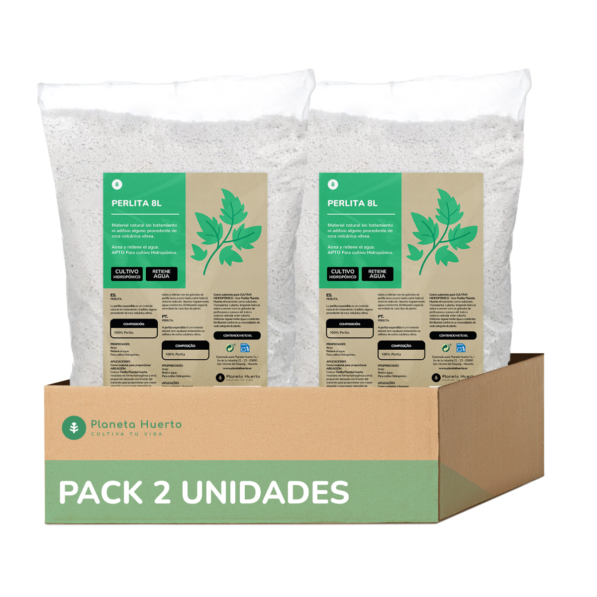 Pack 2xPerlite Planeta Huerto 8 Litres