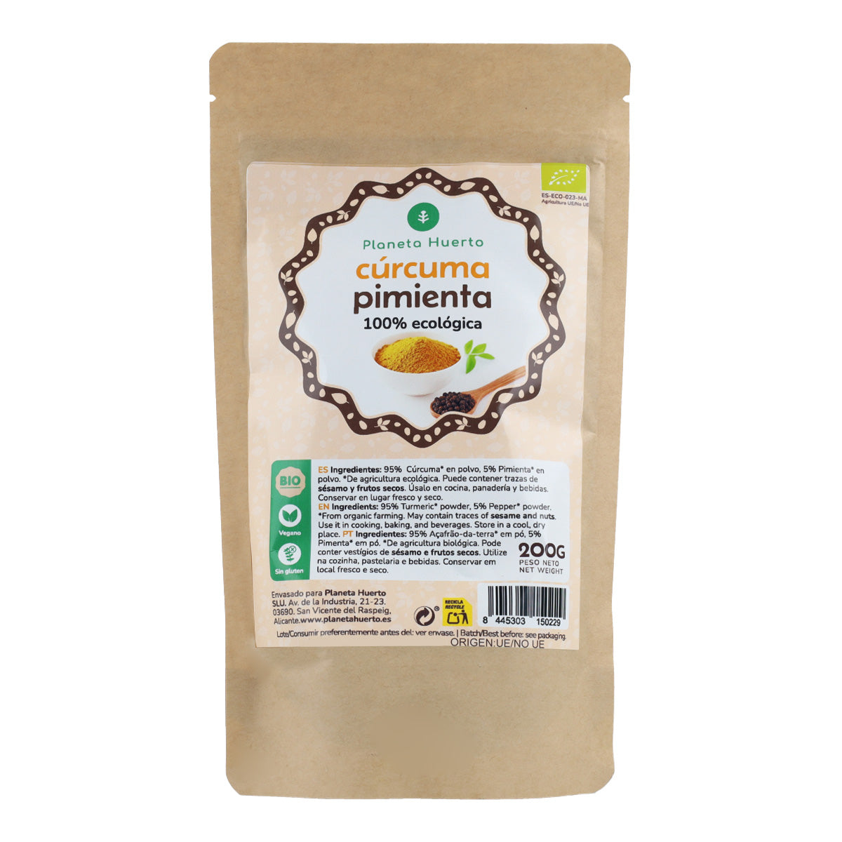 Kurkuma- und Paprikapulver ECO Planeta Huerto 150 g