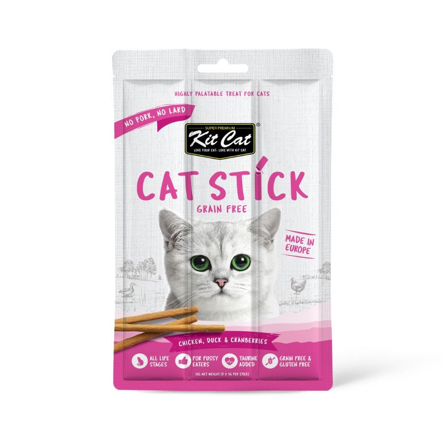 Zestaw Cat Cat Stick – kurczak, kaczka i żurawina 15 g Półwilgotna przekąska dla kotów