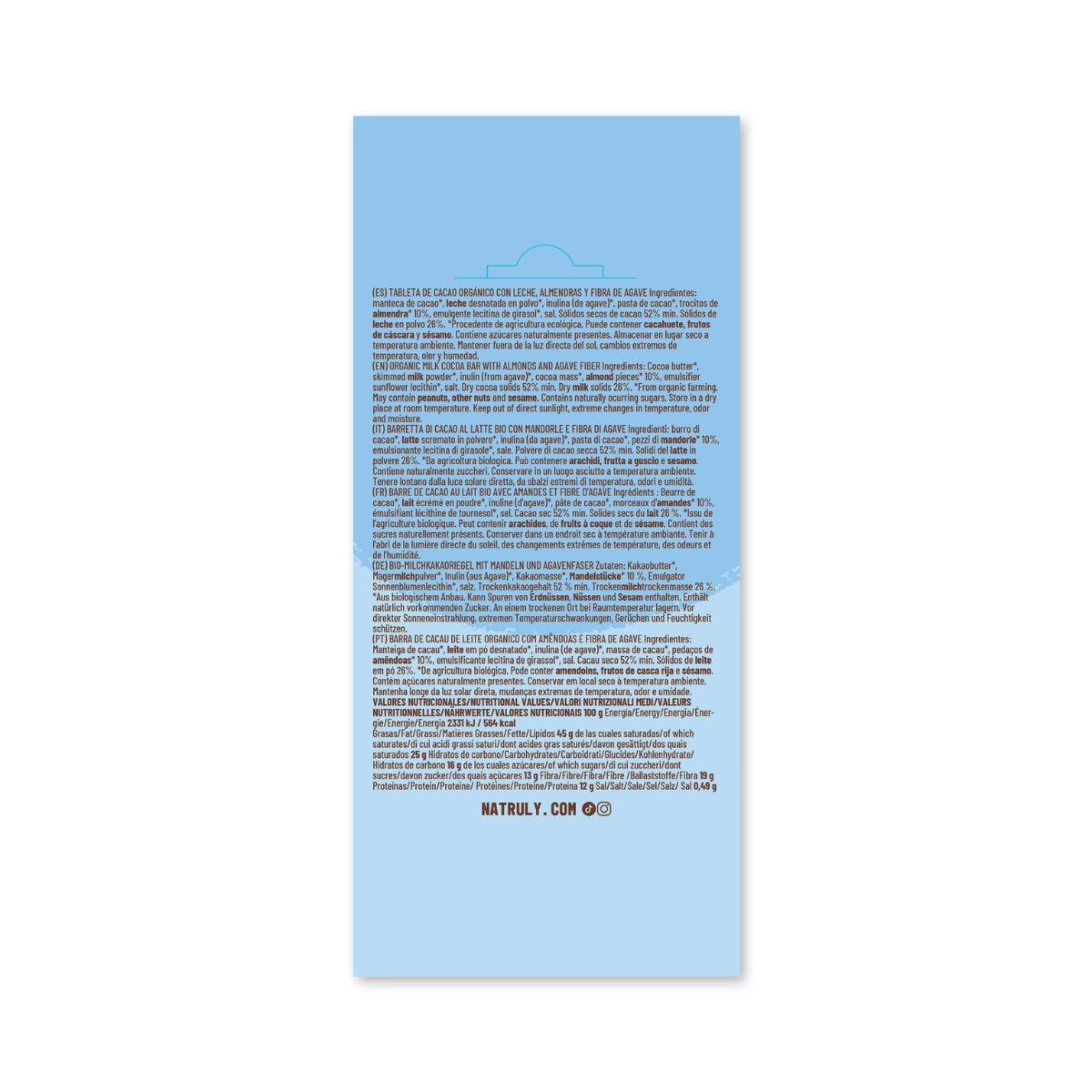 Tavoletta di cioccolato al latte con mandorle Natruly 85 g