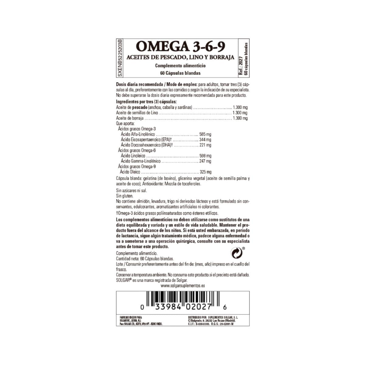 Omega 3 6 9 Solgar 60 kapslar