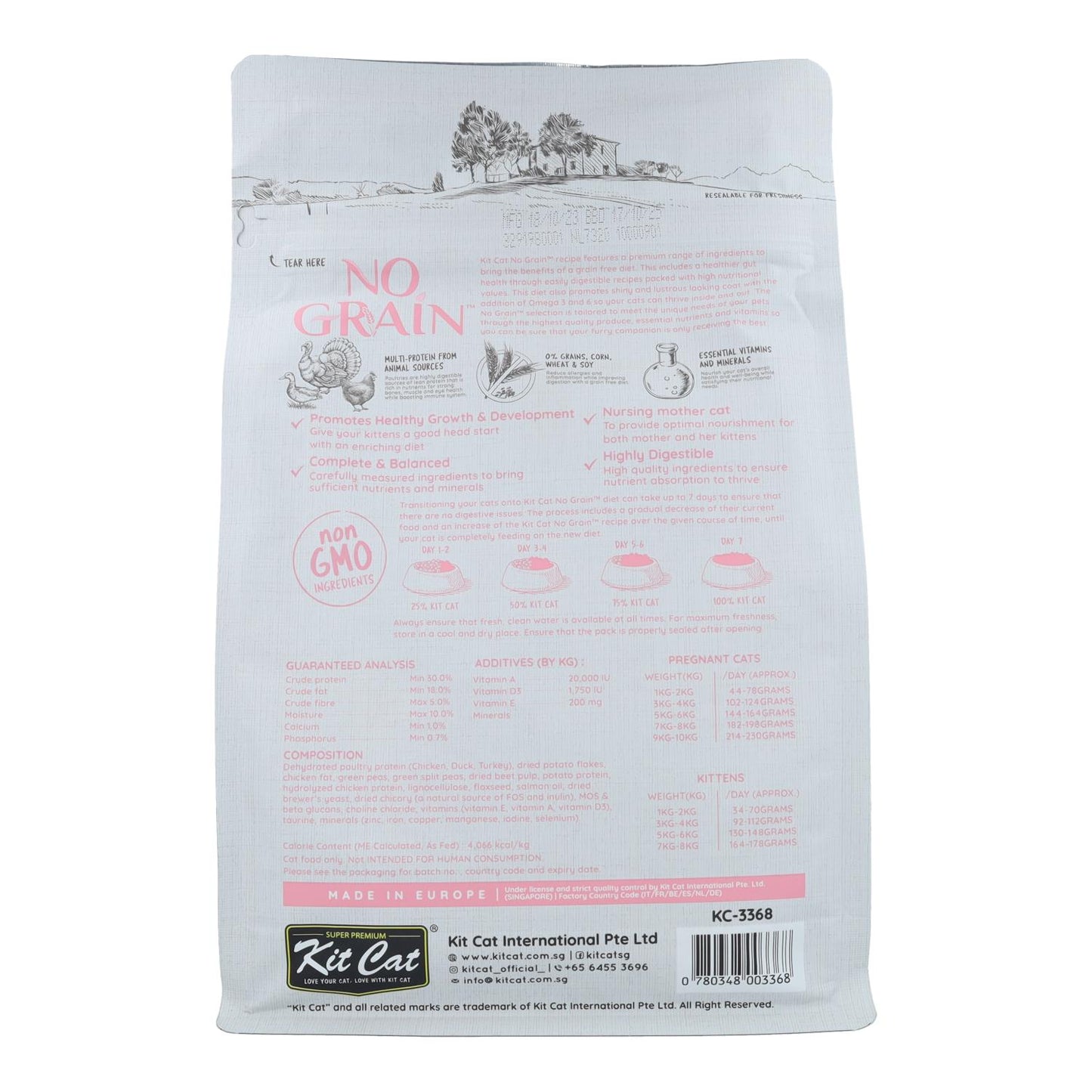 Kit Cat No Grain Cat Food – Kitten Recipe 1 kg Natürliches Futter für Kätzchen
