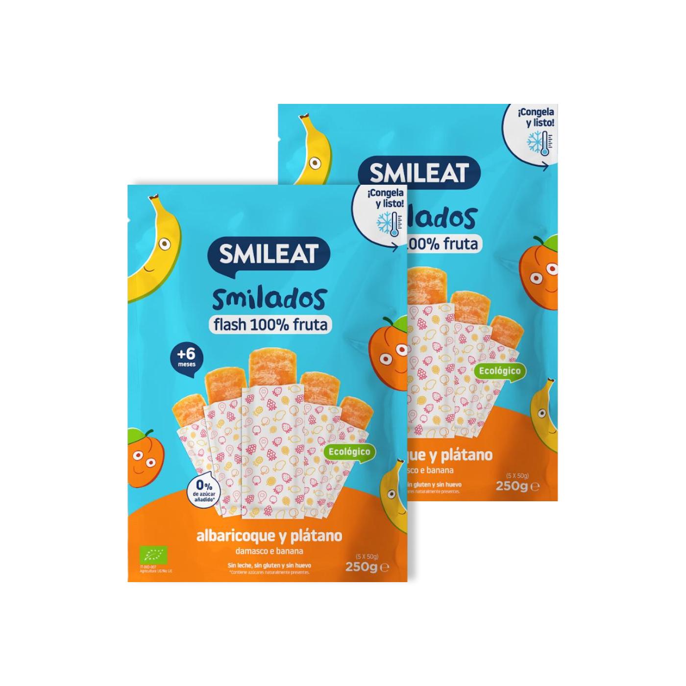2er-Pack SMILADO Aprikose und Bio-Banane, Kinder-Eiscreme aus 100 % Frucht SMILEAT