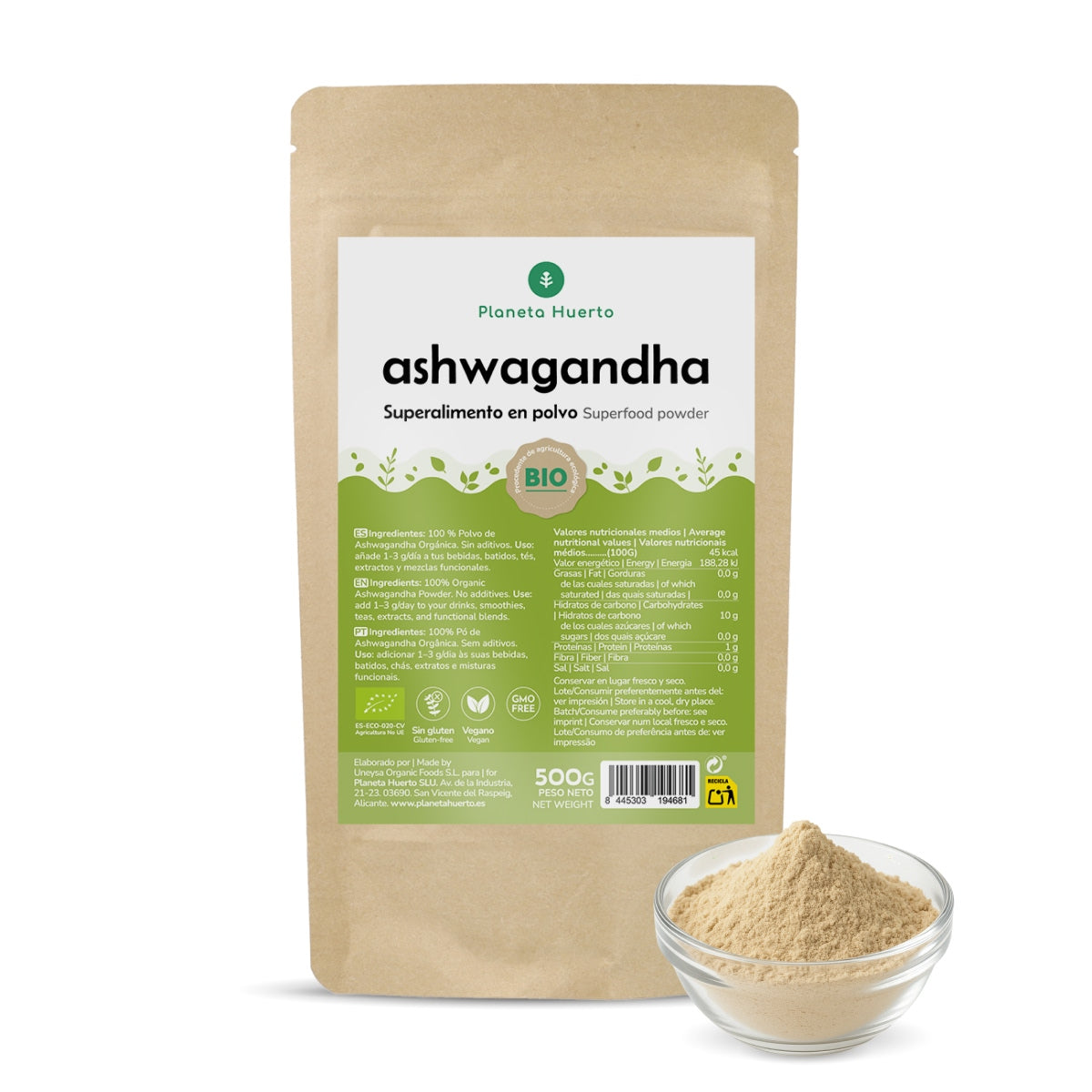 Ashwagandha w proszku ECO Planeta Huerto 500 g