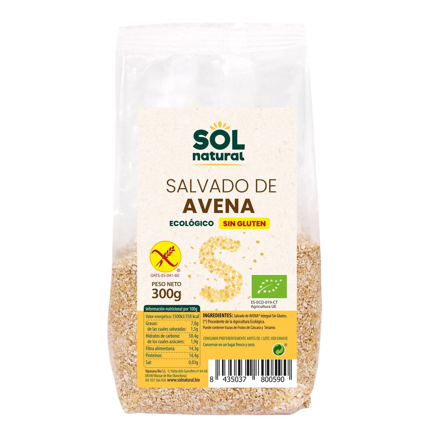 Glutenvrije havermout Sol Natural 300 g