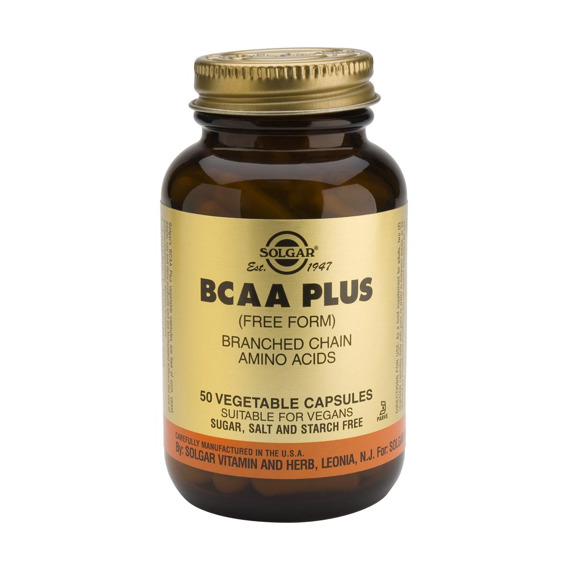 BCAA Plus Solgar, 50 vegetabiliska kapslar