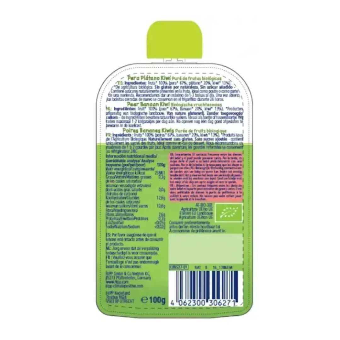 Påse med päron, banan och kiwi Bio +6 månader HiPP 100 g