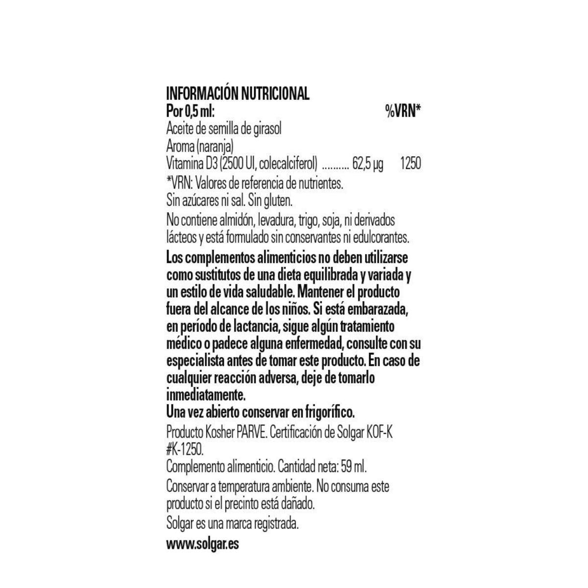 Vitamina D3 liquida 2500 UI, 59 ml (Arancia)