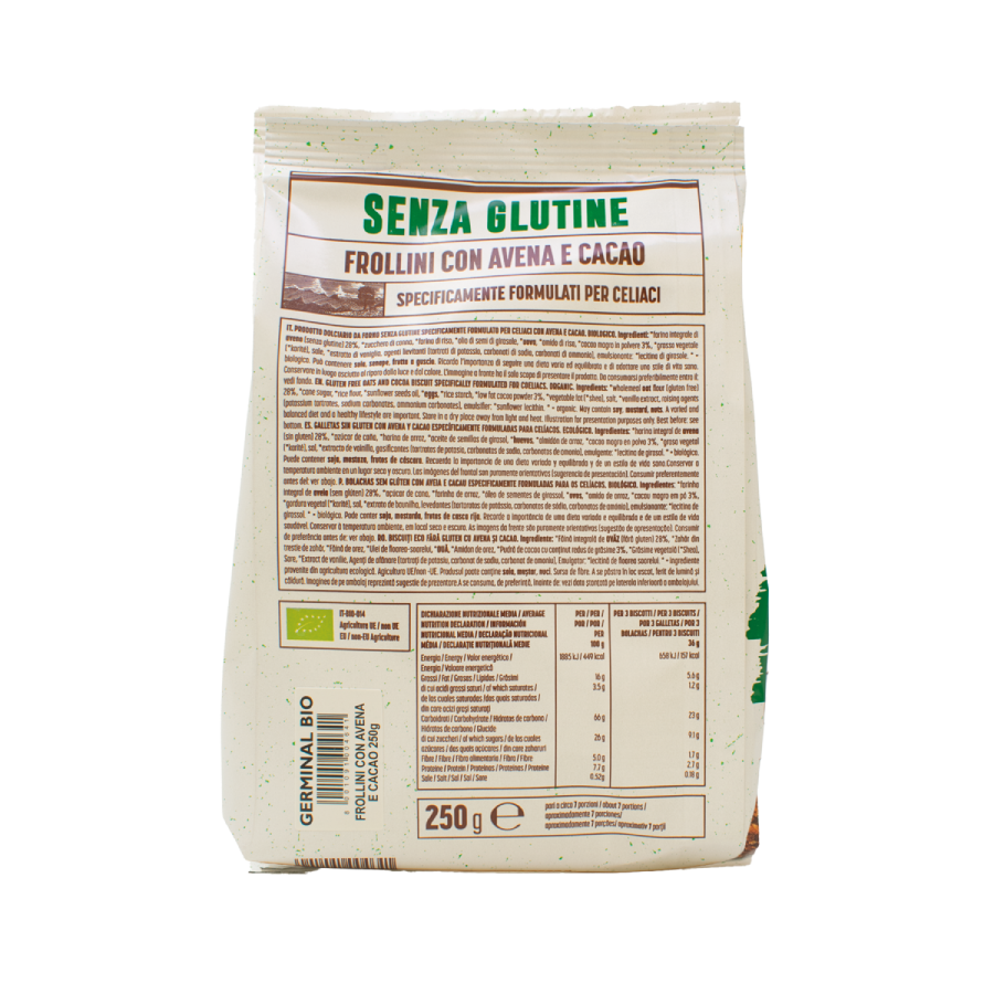 Glutenfreie Haferkekse mit Kakao Germinal Bio 250 g