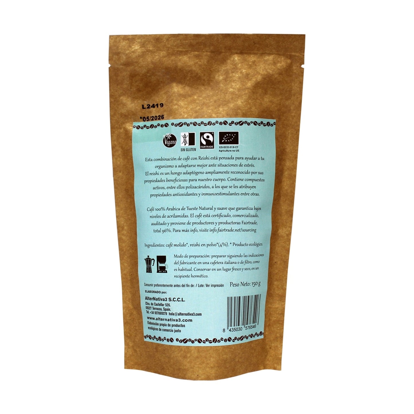 Gemahlener Kaffee mit Löwenmähne BIO Alternativa3 150 g