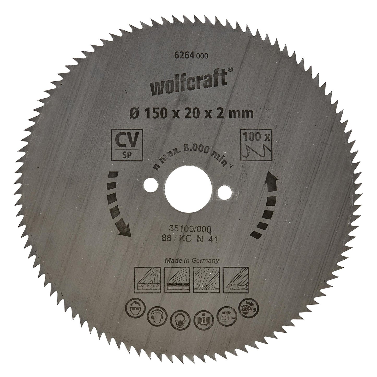 Wolfcraft Kreissägeblätter für feine Schnitte 160 x 16 mm 100 Zähne