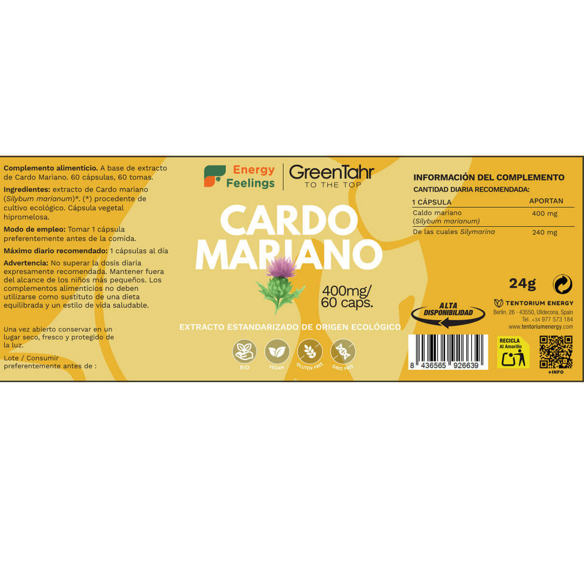 Mariendistelextrakt Energy Feelings 60 Kapseln