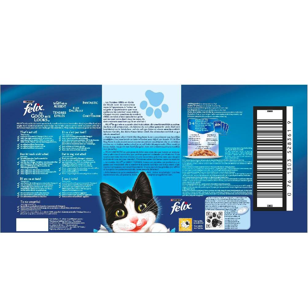 FELIX Fantastic Selectie van smaken in gelatine, assortimentspakket 44 x 85 g Kat