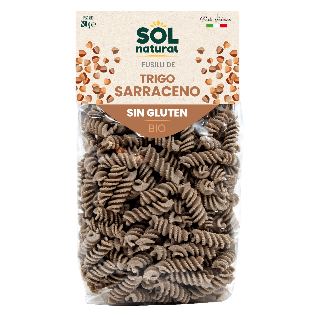 Glutenfreie Bio-Fusilli aus Buchweizen Sol Natural 250 g