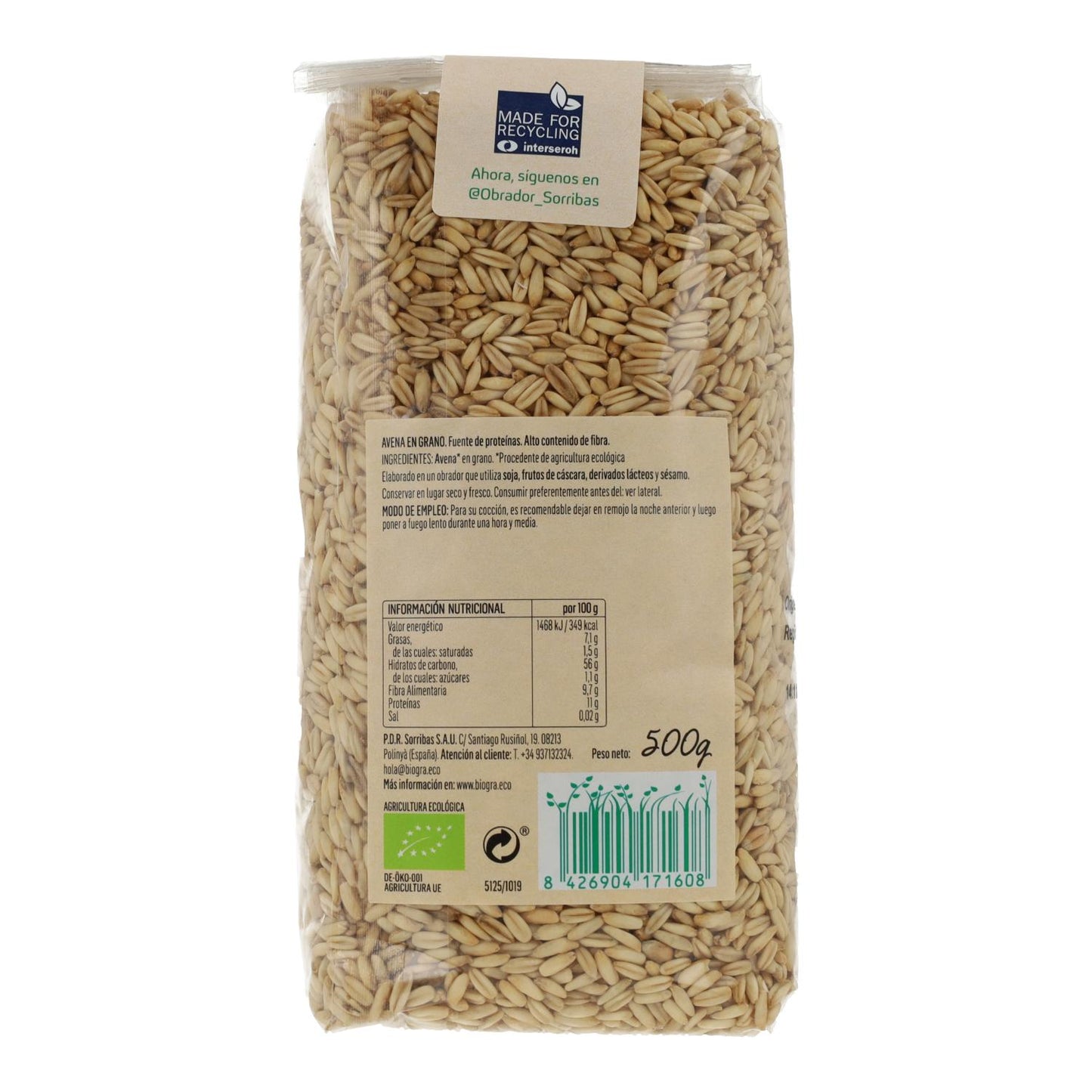 Biogra Organic Oat Grains, 500 g