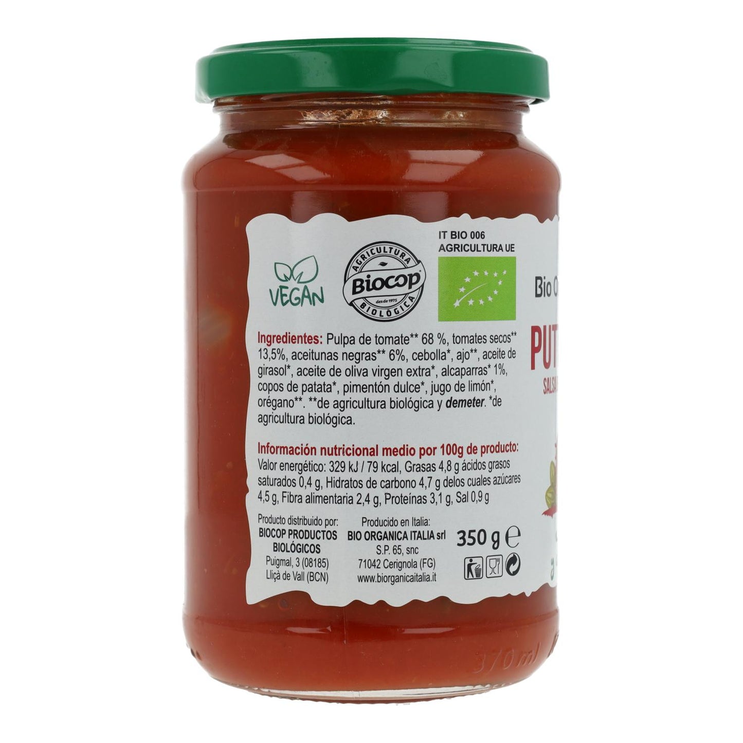 Tomaten-Puttanesca-Sauce mit Oliven und Kapern Bio Demeter Organica Italia 325 ml