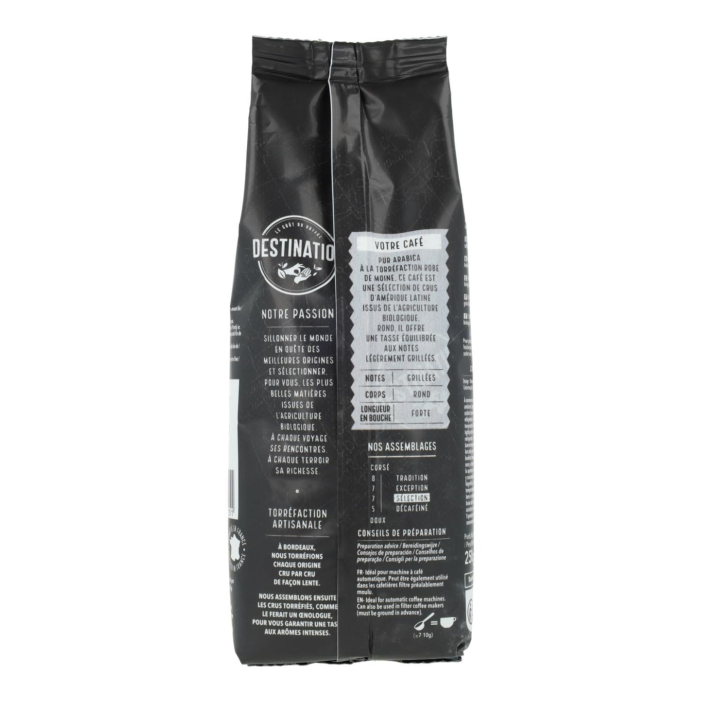 Koffiebonen selectie 100% Arabica biologisch Destination 250 g
