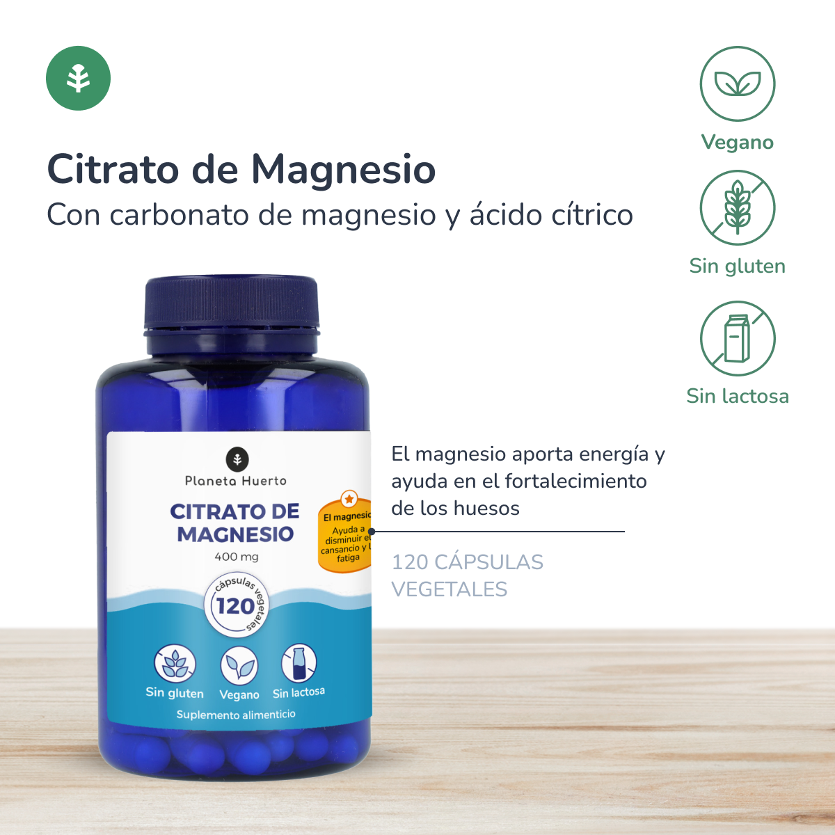 Cytrynian magnezu Planeta Huerto 120 kaps.