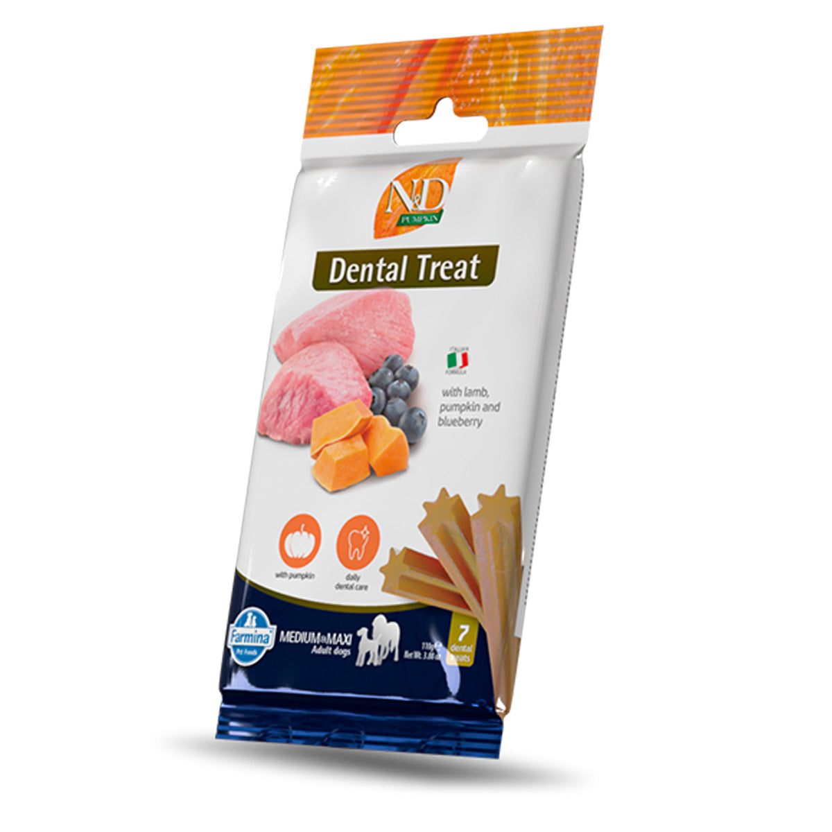 Przysmak dla psów Dental Treat Pumpkin Lamb & Blueberry Med/Max, Farmina