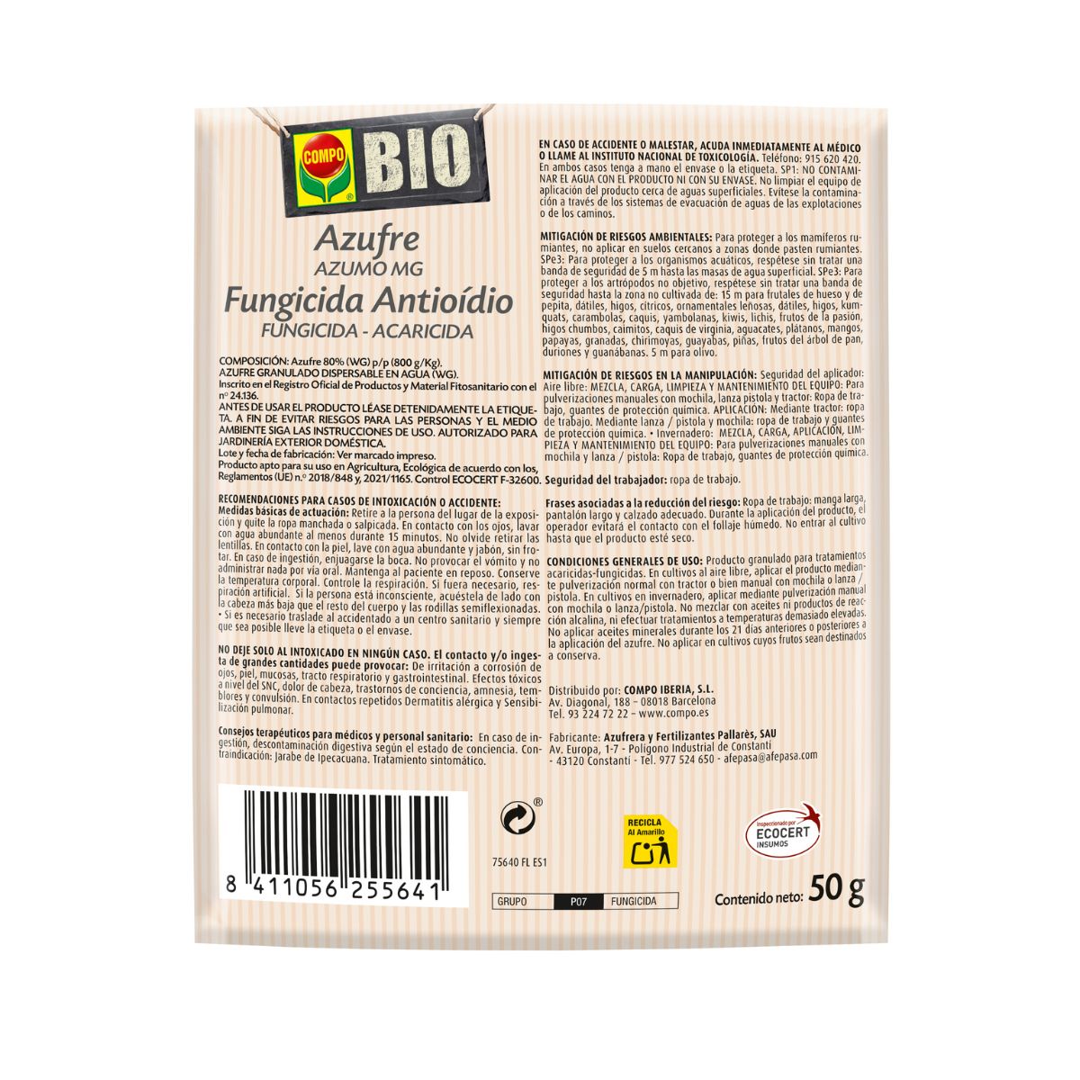 Compo Bio Fungicida acaricida Azufre Antiodio 450 g