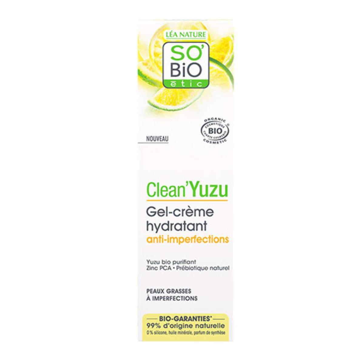 Clean yuzu So'Bio étic fuktgivande gelkräm mot hudimperfektioner, 40 ml