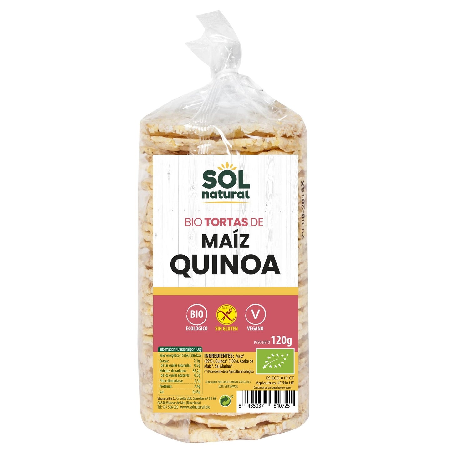Glutenvrije maïspannenkoekjes met quinoa Bio Sol Natural 120 g