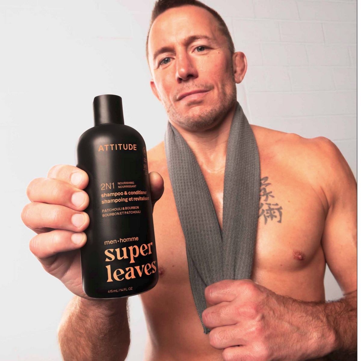 Super leaves Szampon i odżywka 2 w 1 - Paczula i bourbon, Attitude, 415 ml