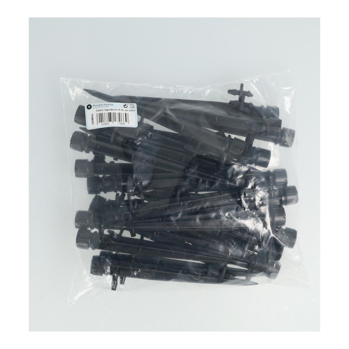 Einstellbarer Tropfer 0-70 l/h mit Pfahl Planeta Huerto 25 Einheiten