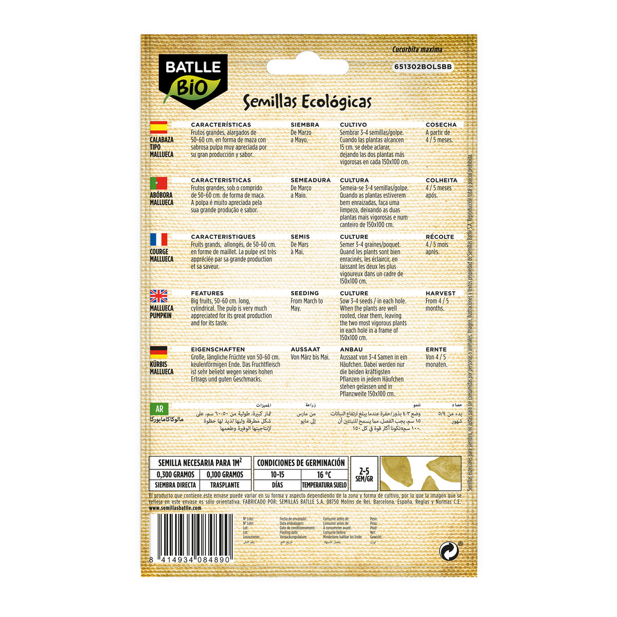 Semillas de Calabaza Mallorca ecológicas Batlle