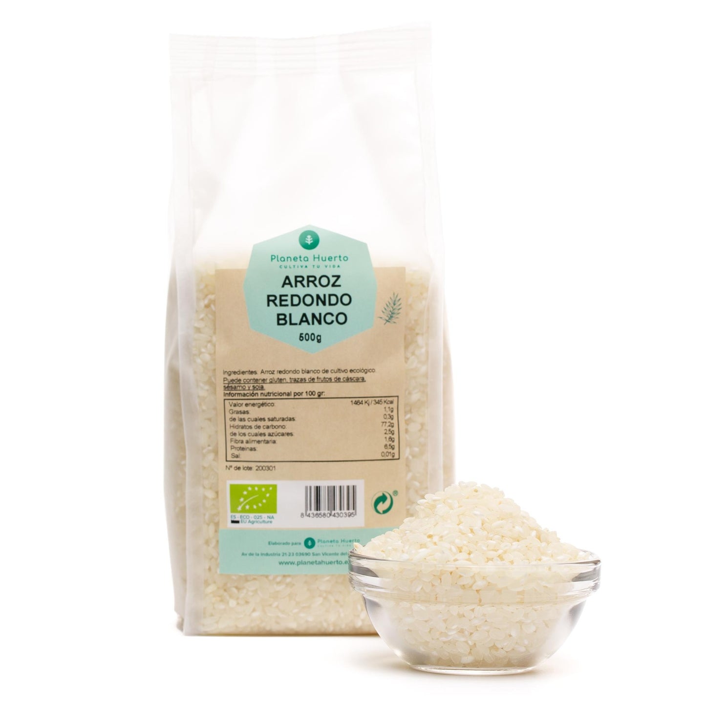 Riso rotondo bianco ECO Planeta Huerto 500 g