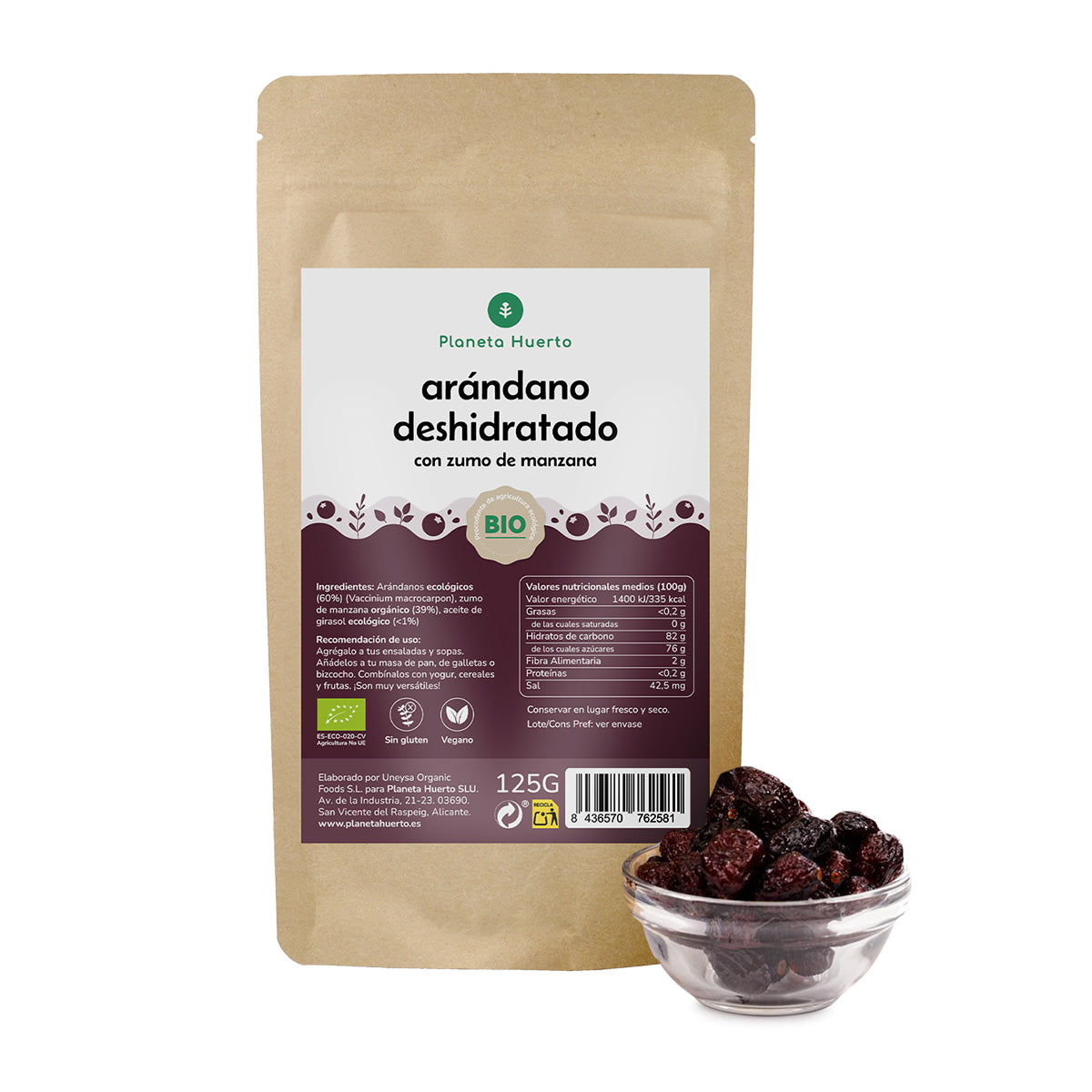 Odwodniona borówka amerykańska ECO Planeta Huerto 125 g