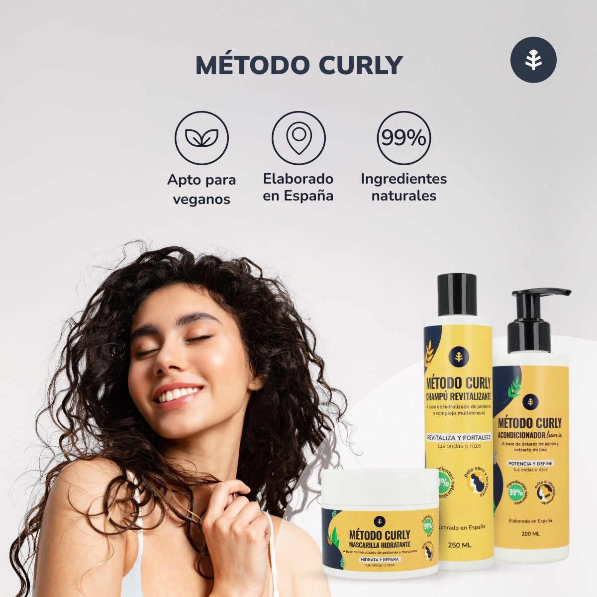 Curly Method Pack: schampo, mask och inpackning Planeta Huerto