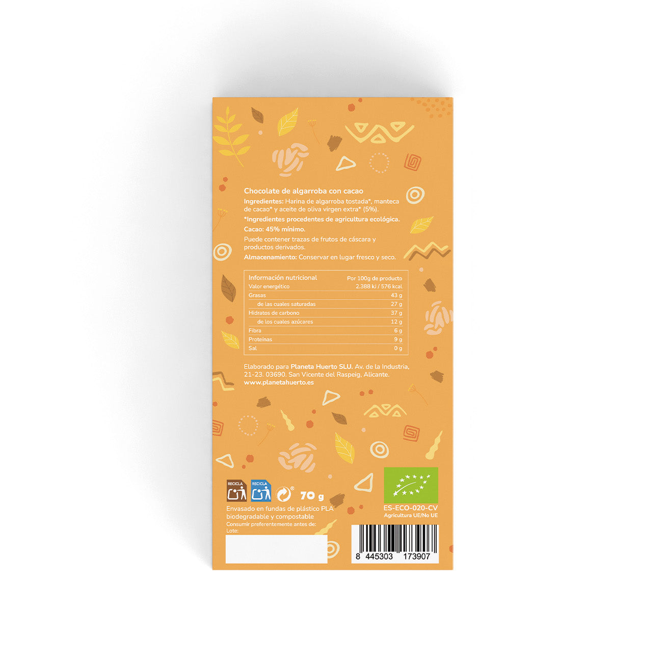 Tavoletta di carruba e cacao ECO Planeta Huerto 70 g