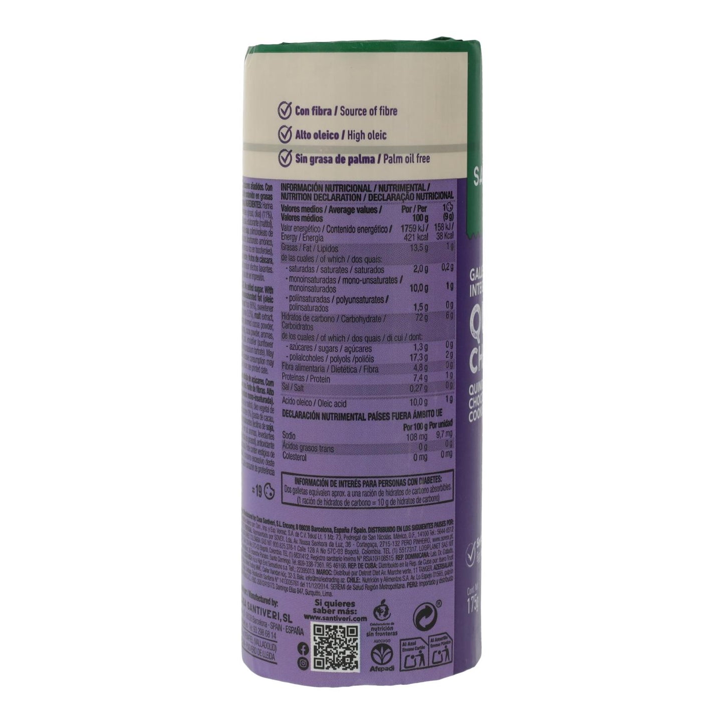 Biscotti integrali Quinoa/Choco 0% zuccheri Santiveri 175 g