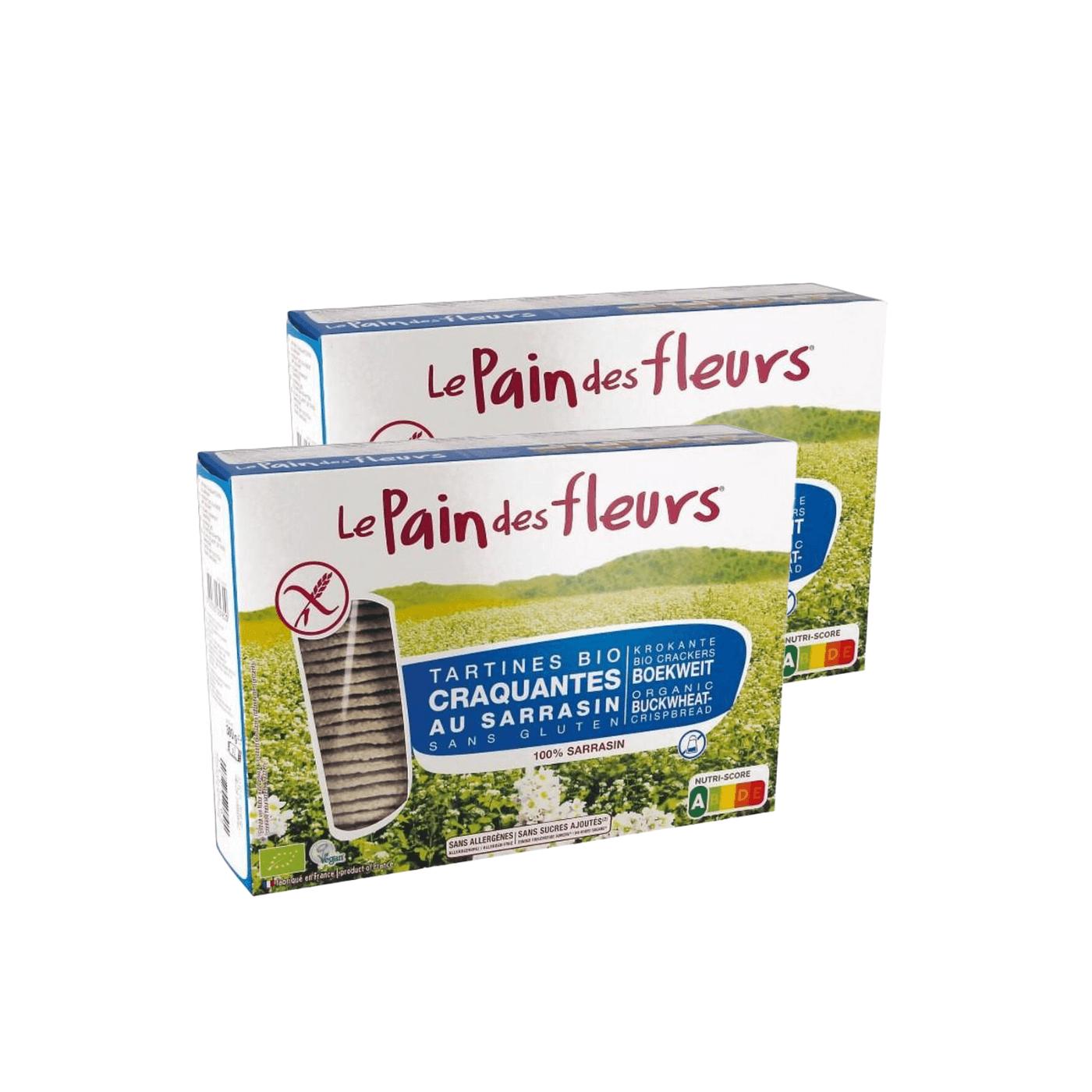 Pack of 2 Organic Salt-Free Gluten-Free Buckwheat Crackers Le Pain de Fleurs 300 ml