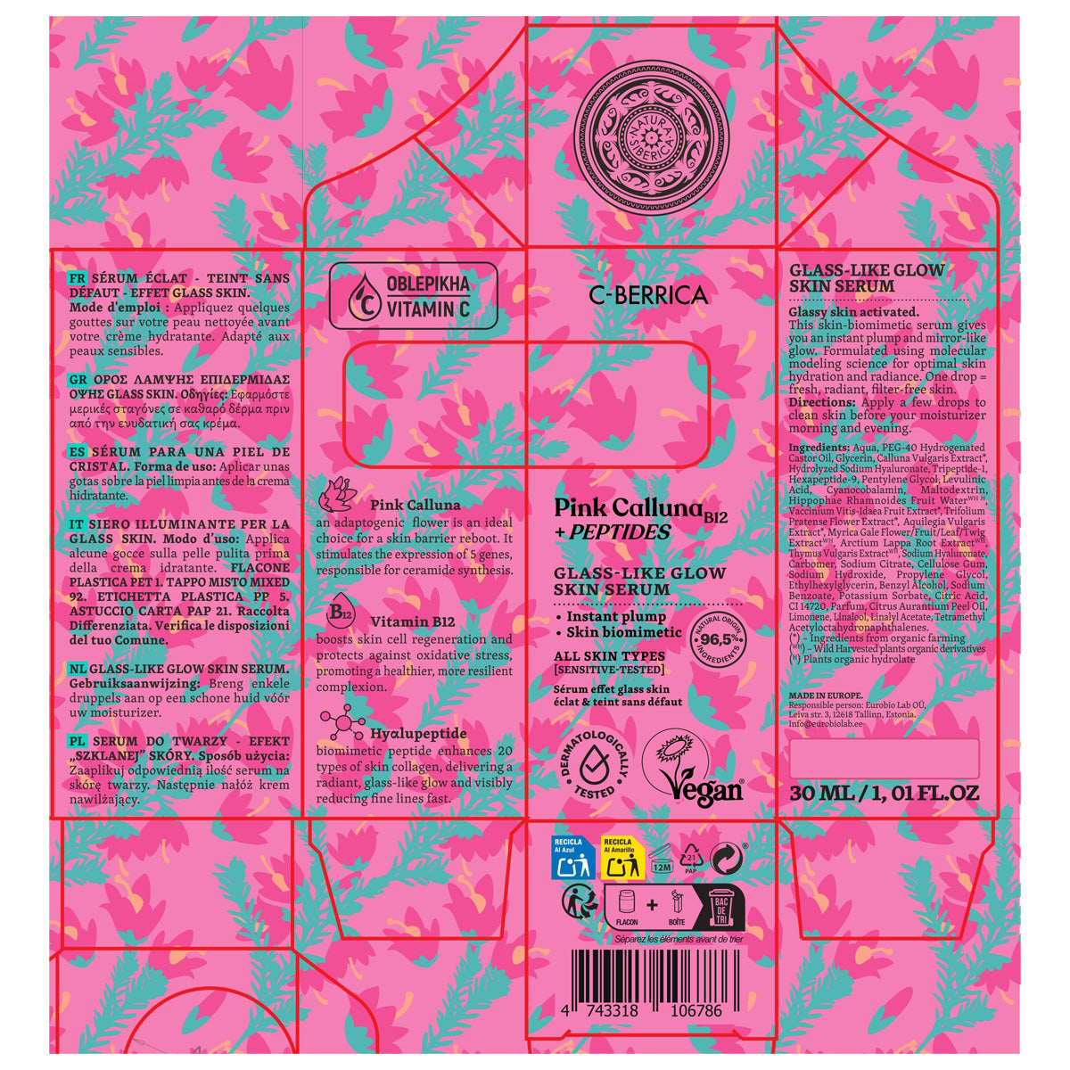 Serum rozjaśniające do twarzy efektu szklanej skóry Natura Siberica 30 ml