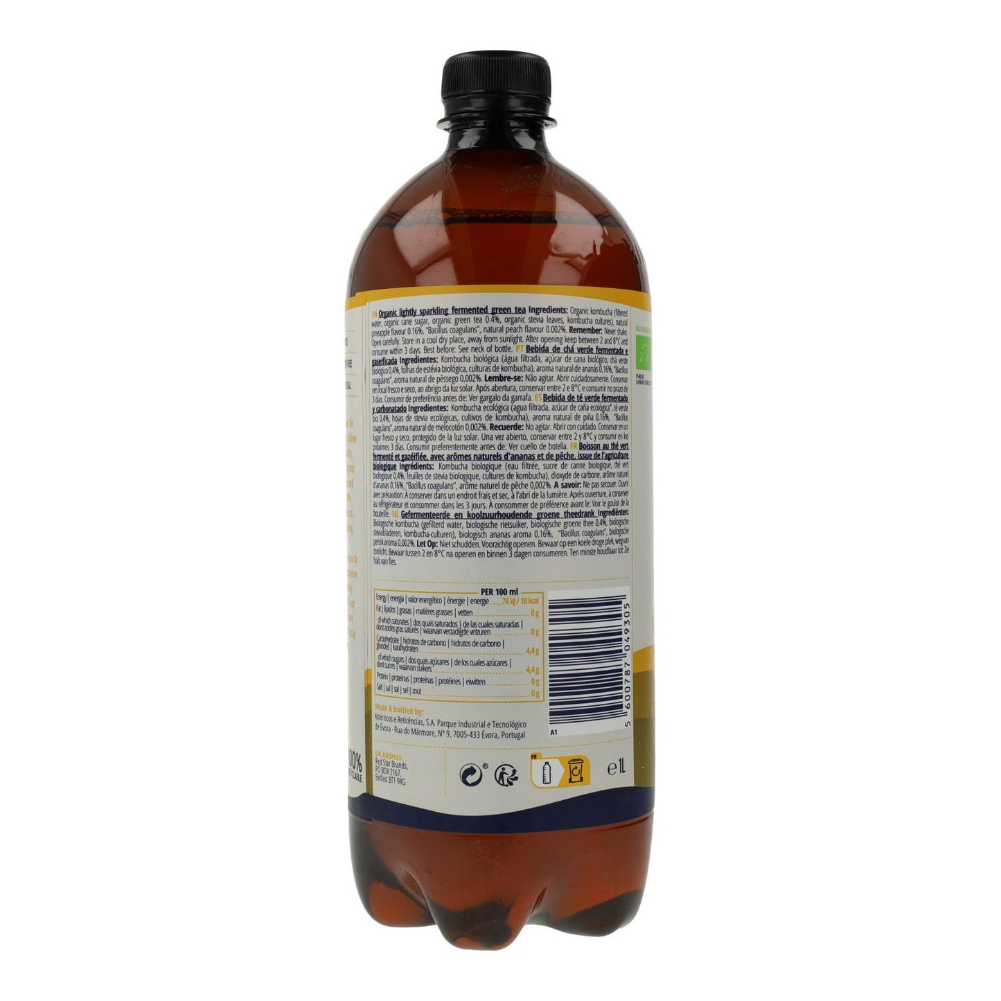Kombucha Ananas und Pfirsich BIO Captain Kombucha 1 l