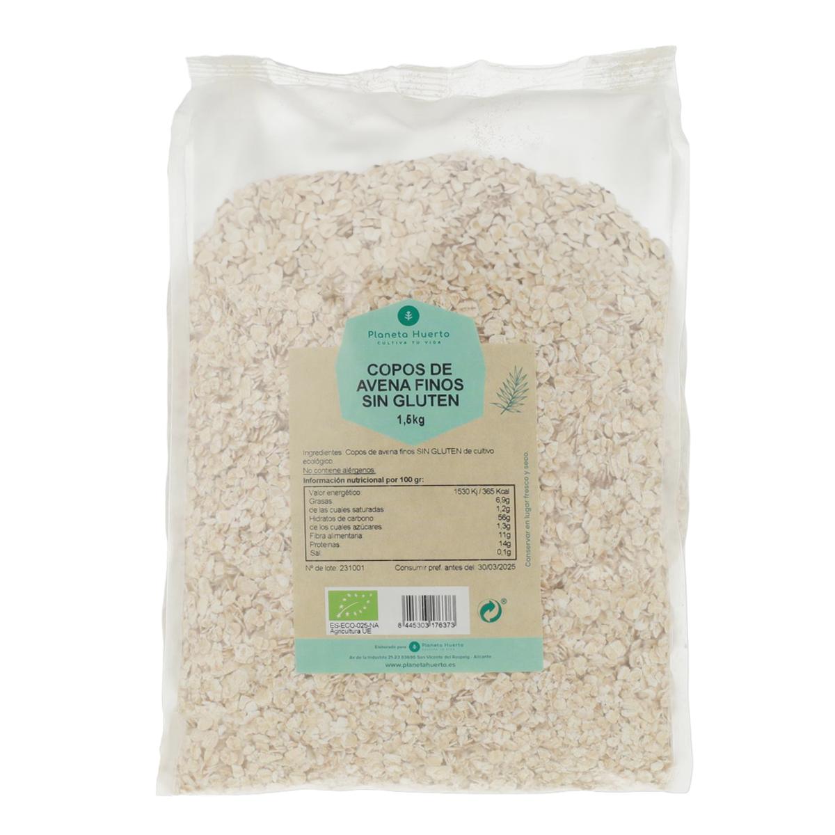 Copos de avena finos Sin Gluten ECO Planeta Huerto 1,5 kg