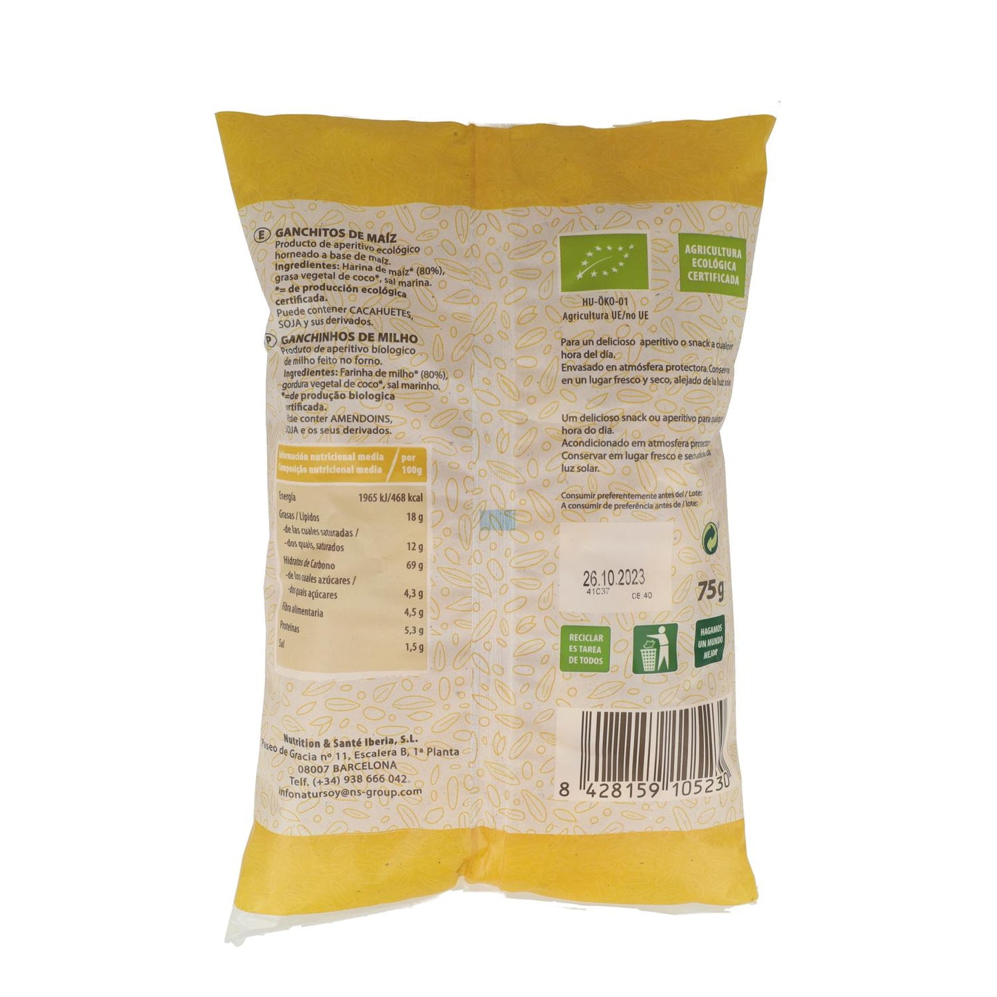 Biologische maïsknabbels 75 g Natursoy