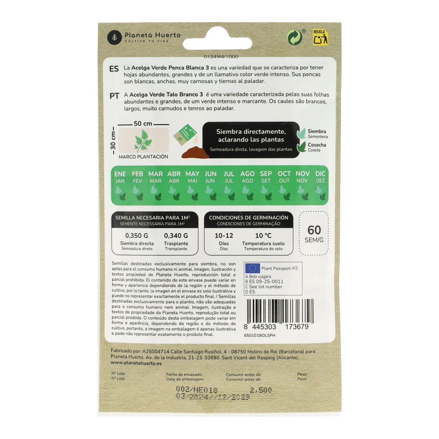 Organic Green Beet Seeds Planeta Huerto