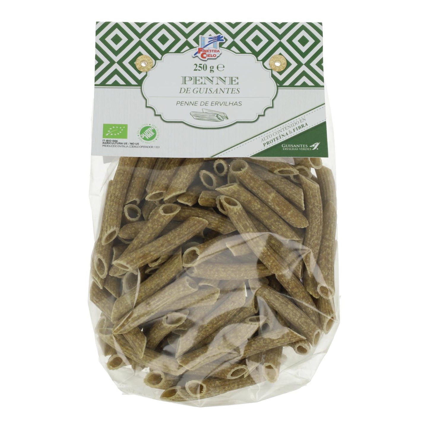 Organic Green Pea Penne Macaroni La Finestra Sul Cielo 250 g