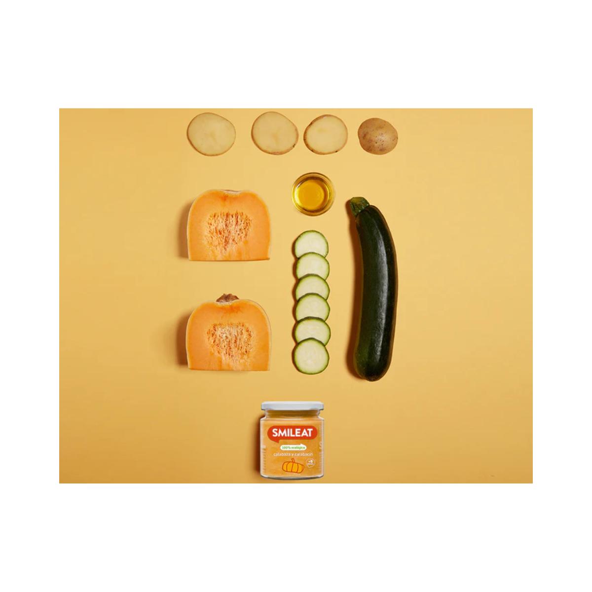 Bio-Gläschen mit Kürbis und Zucchini +6 Monate Smileat 230 g