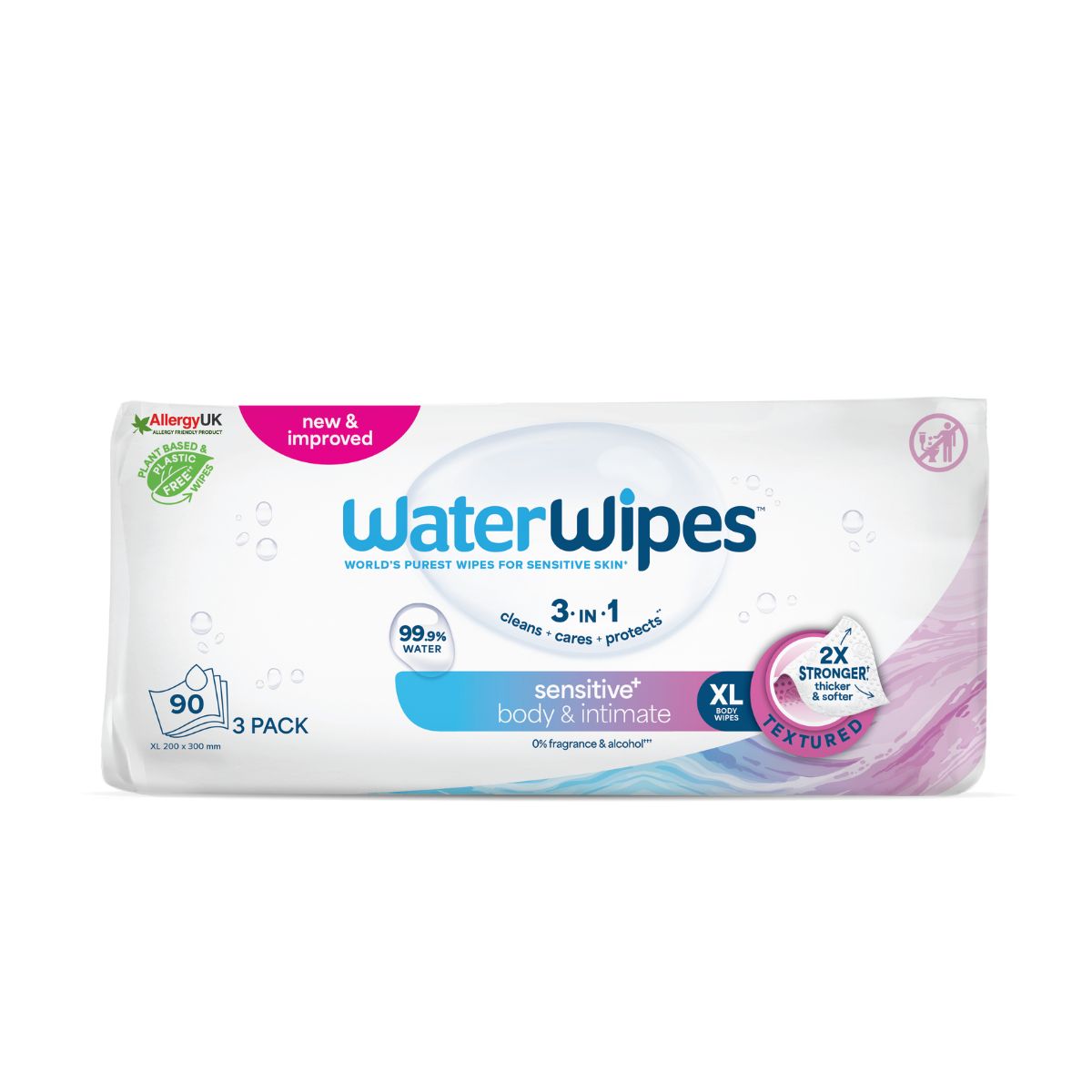Feuchttücher für Erwachsene WaterWipes Packung mit 3 Packungen à 30 Stück