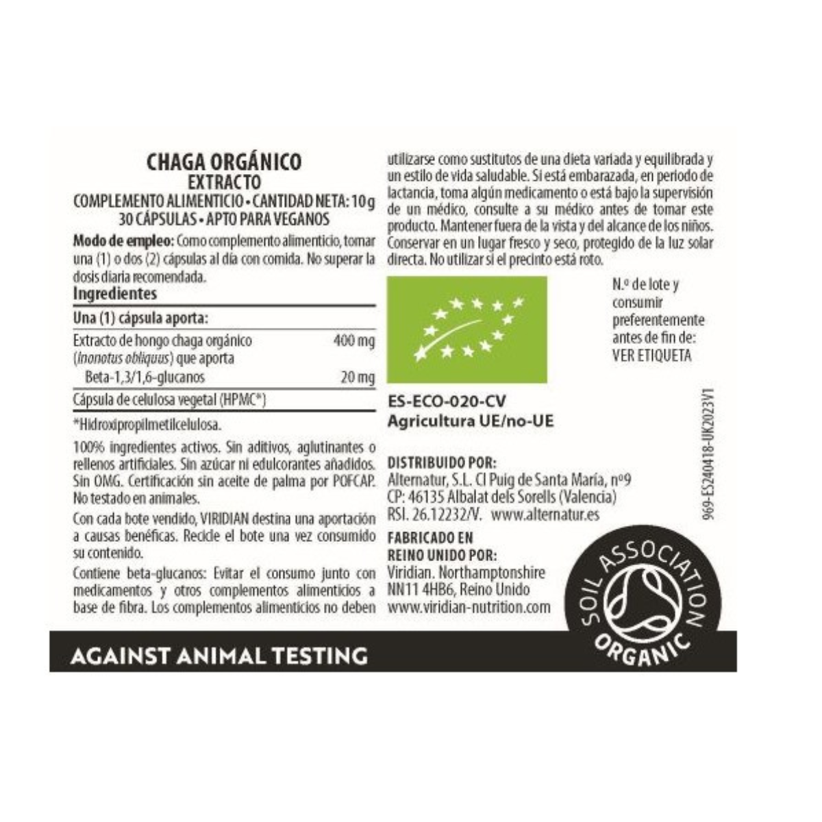 Viridian organic chaga extract, 30 capsules