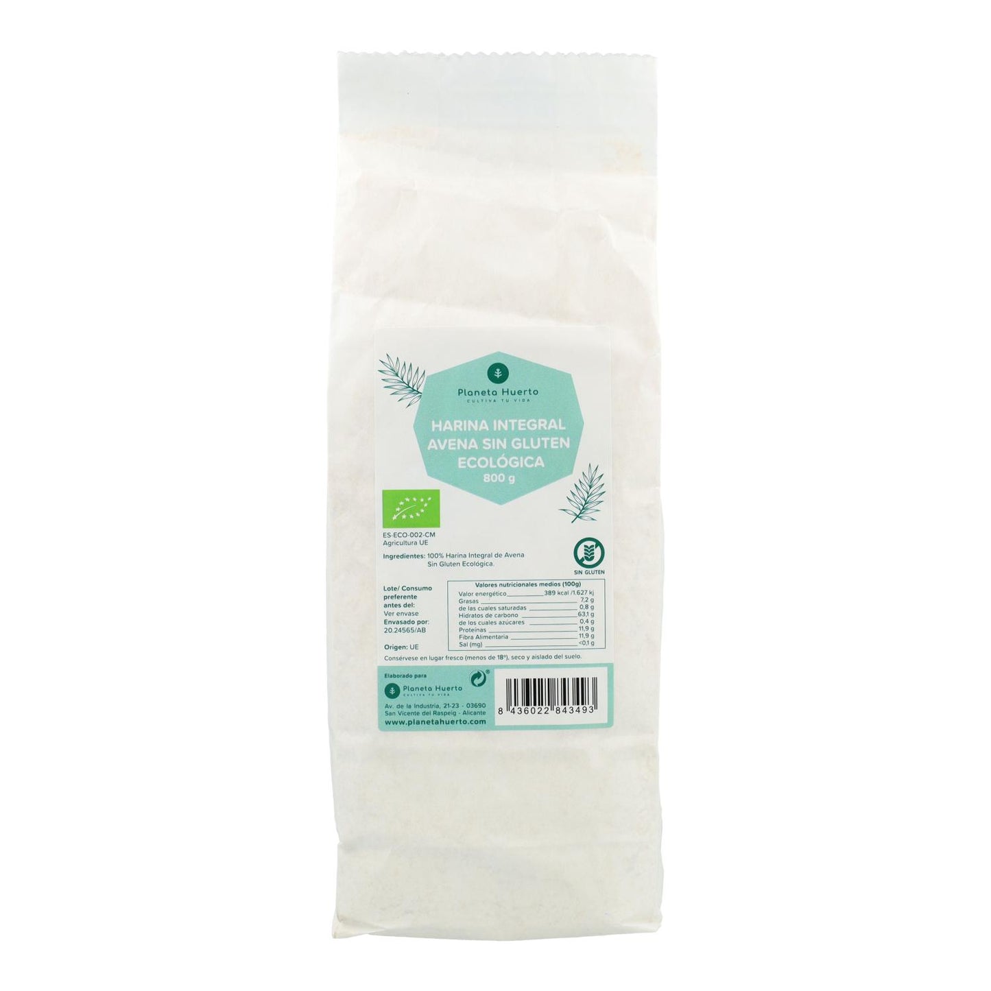 Glutenfreie Vollkorn-Haferflocken Eco Planeta Huerto 800 g