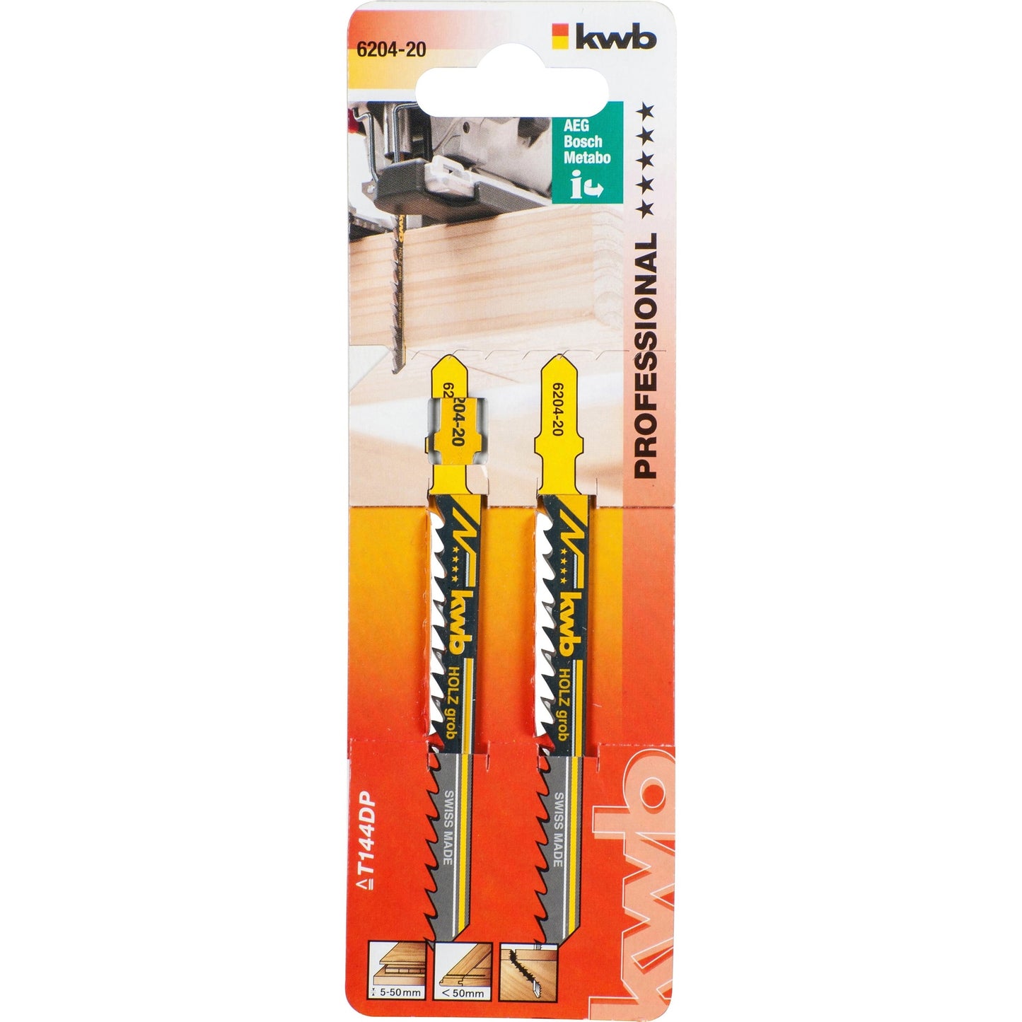 Deux lames de scie sauteuse HCS pour bois 100 coupe épaisse KWB PRO