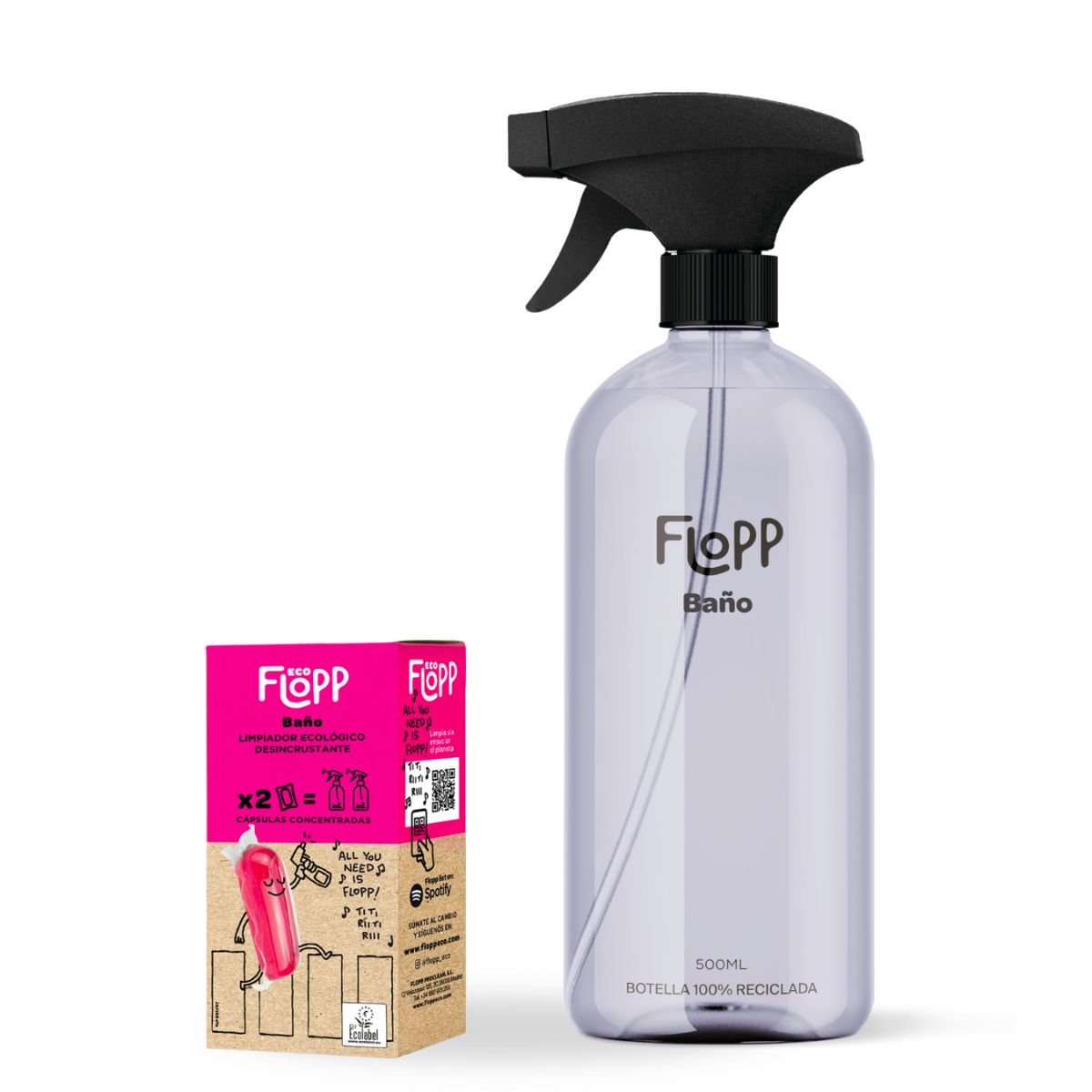 FLOPP ECO Badezusatz Flasche 500 ml + Nachfüllpackung