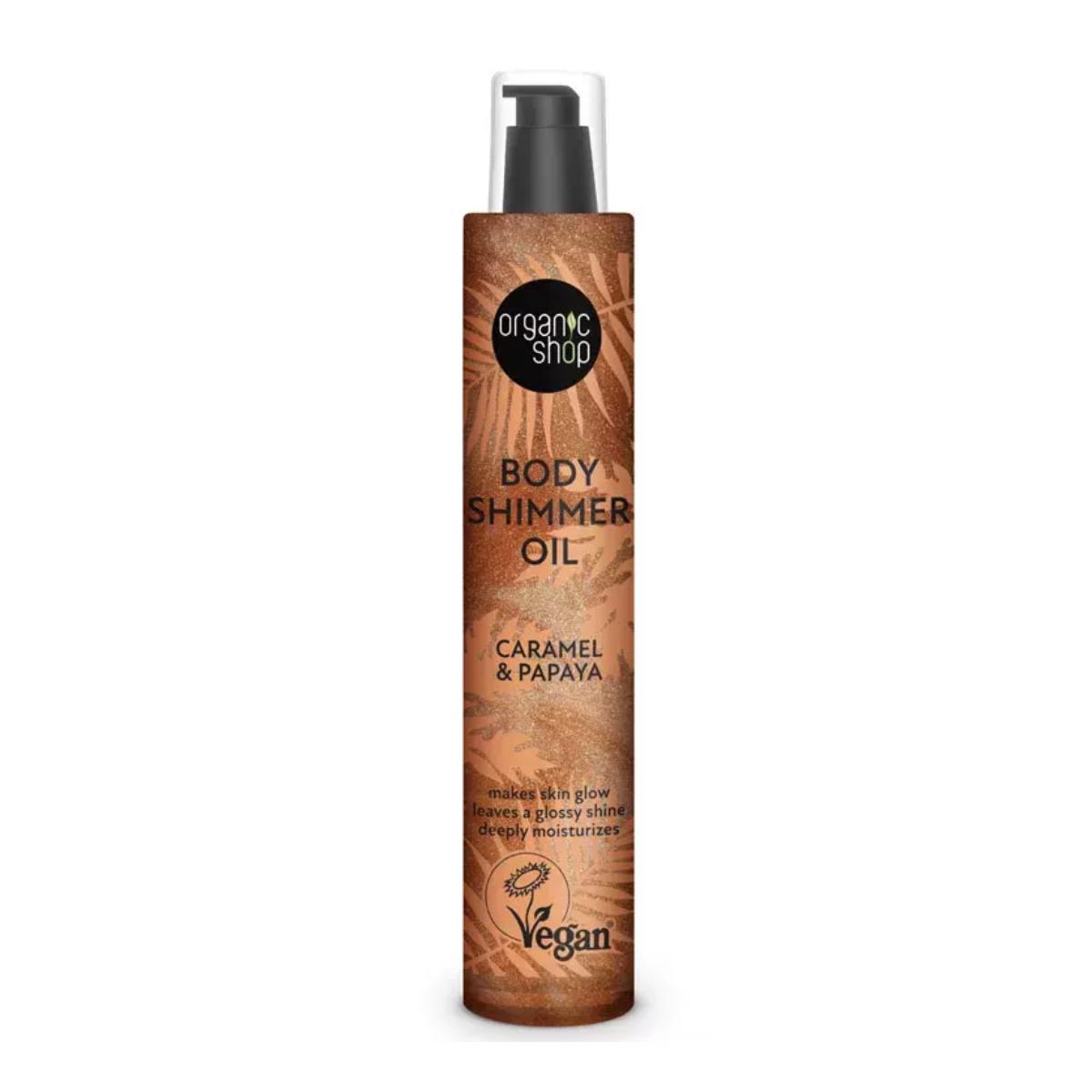 Caramel and Papaya Body Shimmer Oil, Organic Shop 100 ml